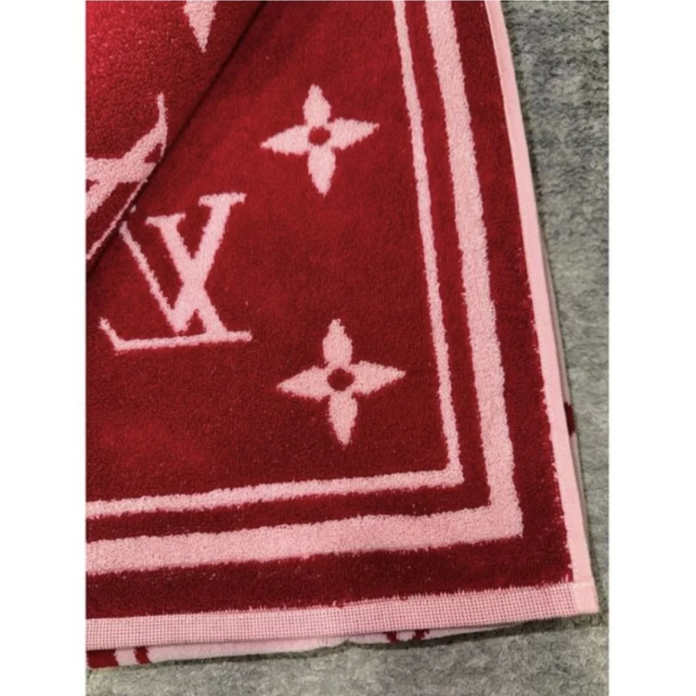 Louis Vuitton Pink Red Escale Monogram Classic Logo Bath/Beach Towel